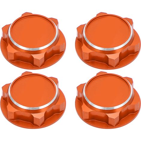 Écrous de roue hexagonaux en alliage d'aluminium léger 17mm, anti-déserrage et anti-poussière pour voiture RC 1/8 - Orange (1/5)