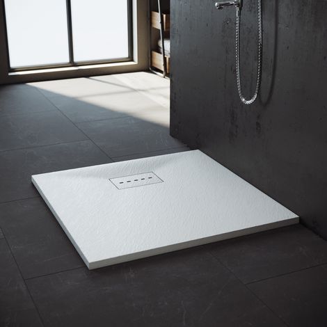 SONNI Design Duschwanne Duschtasse Flach aus SMC Brausewanne Super Flache 90 x 90 cm,Weiß,mit Ablaufgarnitur,Antirutsch (1/5)