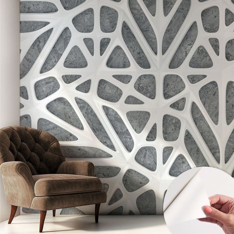 Papier peint adhésif avec colle pour décoration moderne de salon chambre à coucher cuisine et bureau Facile Réseau géométrique 250x250 cm (1/5)