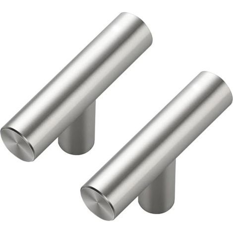 10 pièces de boutons de tiroir en T, poignées argentées pour meubles, 10 x 50 mm à trou unique (1/5)