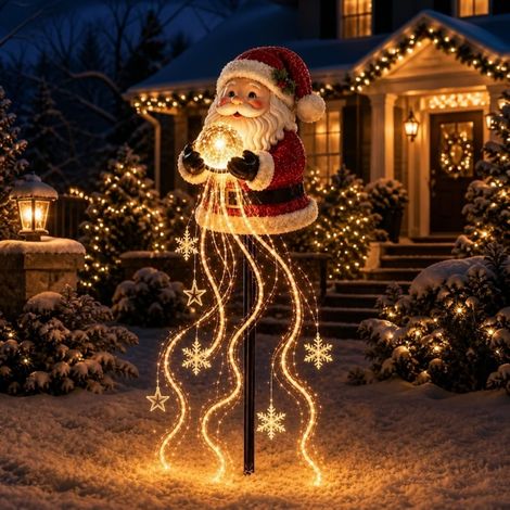 Irovami Fontaine magique du Père Noël, guirlande lumineuse LED flocons de neige pour décoration de jardin de Noël (1/5)