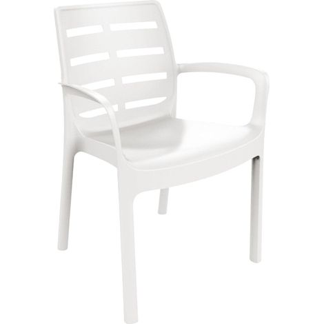 Sedia con braccioli in polipropilene impilabile per esterno 61x56xH82 cm - Bianco