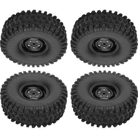 Lot de 4 jantes de 1,9 pouce avec pneus en caoutchouc, accessoires RC compatibles avec les crawlers Axial 1/10 (120 mm). (1/5)
