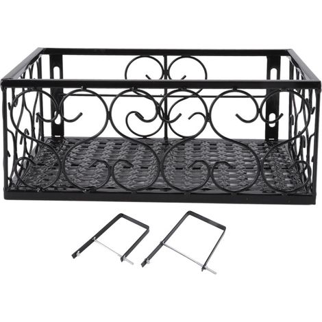 Soporte para macetas de balcón: estante decorativo de hierro macizo, compatible con barandillas de hasta 10,5 cm.