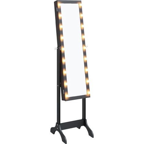 Maison Exclusive - Standspiegel mit LED Schwarz 34x37x146 cm