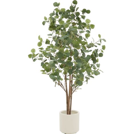 ML-Design Eucalipto Artificial 150cm Decorativo, Planta Grande Falsa Tronco de Madera Natural Hojas y Maceta de Plástico, Interior y Exterior, Árbol Ornamental Realista para Salón Oficina o Recepción