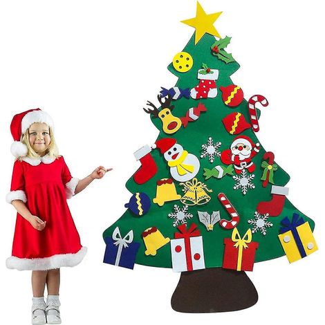 EVAGO DIY Filz-Weihnachtsbaum für Kinder, Weihnachtsdekorationen, Weihnachtsbäume für Kleinkinder (1/5)