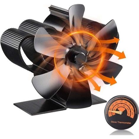 Ventilateur Poele à Bois, Ventilateur Cheminée Alimenté à la Chaleur, 6 Pales Silencieux Ventilateur de Poêle pour Cheminée Tuyau/Poêle à Granulés/Gaz/Bûche/Pellet (1/4)
