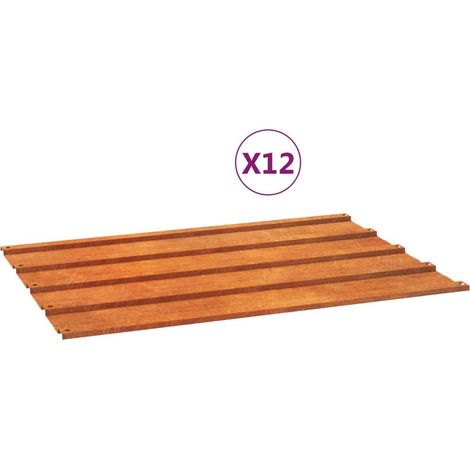 Panneaux de toiture 12 pcs rouillé 60x44 cm Acier corten CFW311184 (1/5)
