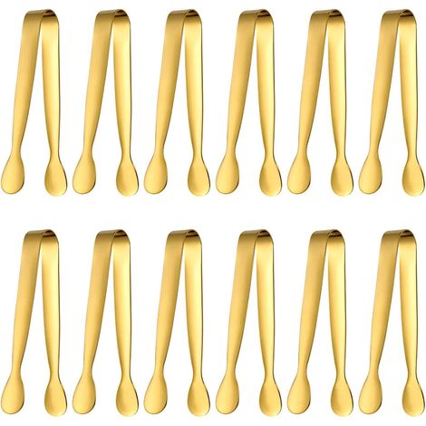 Pinces À Glace - Lot De 12 - Acier Inoxydable - Résistantes Et Hygiéniques - Pour Buffet Et Bar - Doré - 11 Cm (1/5)