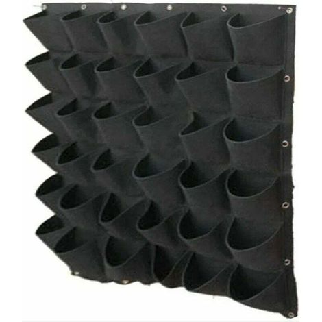 Vertical Wall Plant Bag with 36 Pockets in Durable and Eco-Friendly Felt – Black, Ideal for Outdoor Vertical Gardens