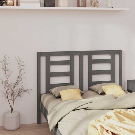 vidaXL Cabecero de cama madera maciza de pino gris 146x4x100 cm (1/5)