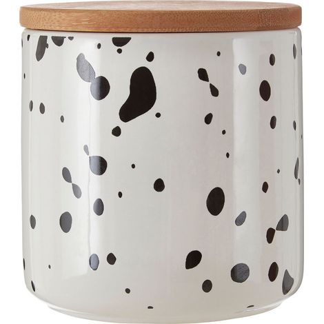 Premier Housewares Dolomite Speckled Medium Storage Canister / Kitchen Canisters For Food Storage Airtight Jar With Bamboo Lid Jars For Tea Coffee Sugar And Spices 11 x 12 x 11 (1/5)