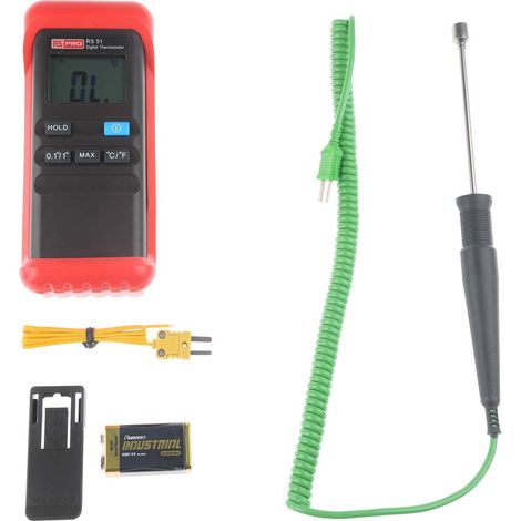 Thermomètre numérique RS PRO RS51, 1 voie de mesure pour K ( Prix pour 1 Kit ) (1/5)