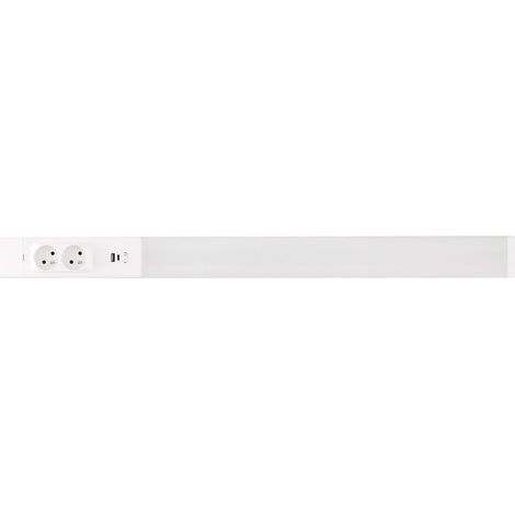 Striscia LED da cucina, 80 cm, angolo in alluminio, 18 W, 2 prese, 2 caricabatterie USB (1/5)