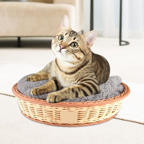 Nid rond confortable en PP pour petits chiens et chats, lit quatre saisons avec couverture en laine (1/5)
