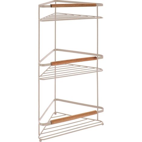 Scaffale angolare in metallo a 3 livelli acacia deco - beige - Tendance