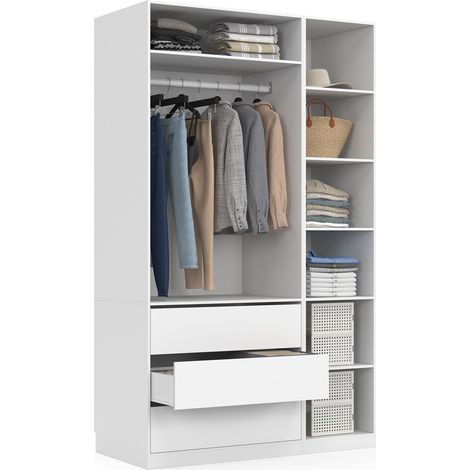 Modularer begehbarer Kleiderschrank TAYLOR 120 x 55 x 200 cm 2 Module mit Kleiderschrank + Regalen + Schubladen weiß (1/5)