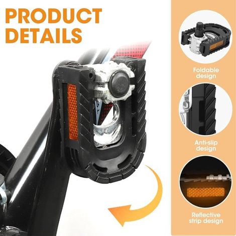 Pedali per bicicletta - struttura in lega di alluminio - antiscivolo e impermeabili - dotati di strisce riflettenti e ampia piattaforma. - mountain bike (1/4)