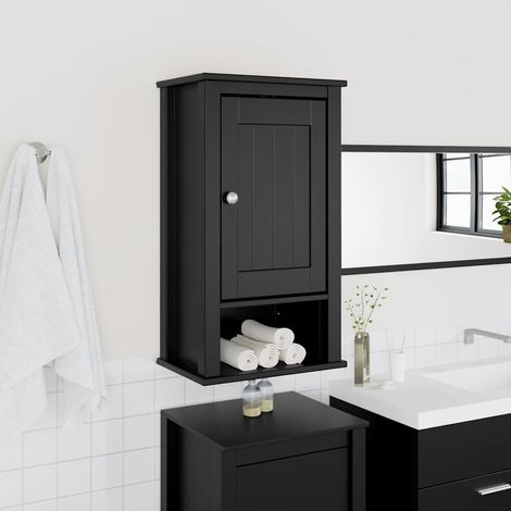 Mueble de pared baño BERG madera maciza pino negro 40x27x71,5cm