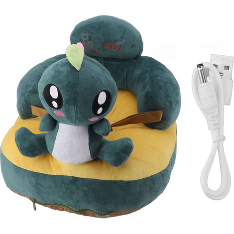Siège bébé confortable et moelleux, avec fonction Bluetooth et motif dinosaure vert, idéal pour l'intérieur. (1/5)