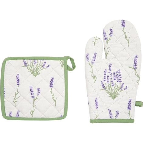 Gant & Manique de Cuisine "Garrigue" 32cm Blanc