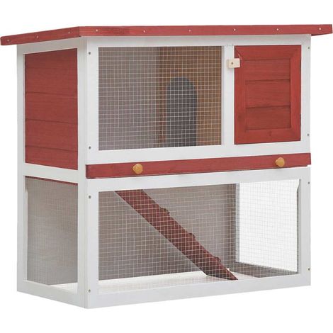 Clapier à lapin extérieur - Enclos Poulailler pour animaux 1 porte Rouge Bois BV723914 - BonneVie (1/5)