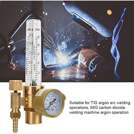 Régulateur de débit de gaz, manomètre en laiton à double échelle pour soudage TIG, MIG, argon et CO2 (1/5)