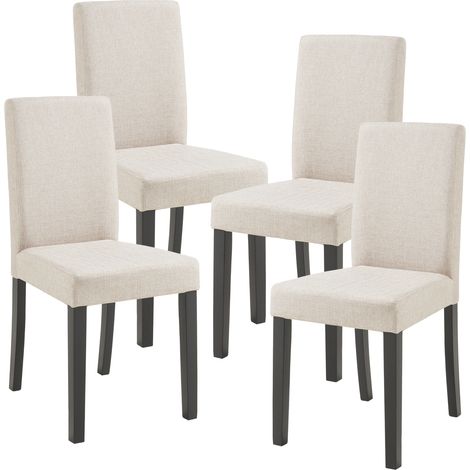 Set Hamburg di 4 Sedie Imbottite da Sala con Rivestimento in Tessuto Beige [en.casa] (1/5)