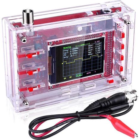 Oscilloscope numérique entièrement assemblé, écran LCD TFT 2,4 pouces, pince de test à sonde crocodile, boîtier en acrylique transparent (1/5)