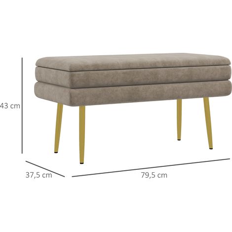 Sitzbank Polsterbank, mit Stauraum, Stahl, 79,5 cm x 37,5 cm x 43 cm, Beige (1/5)