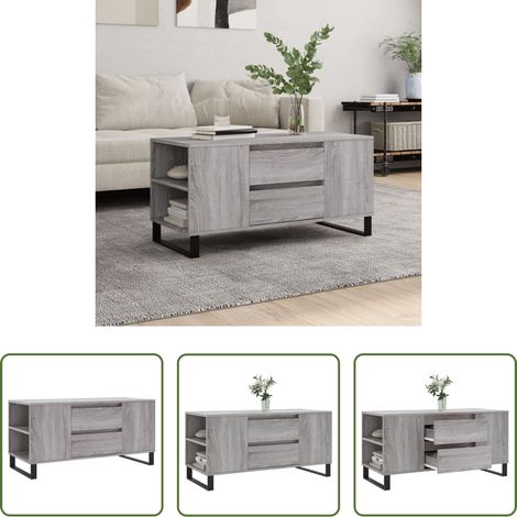 Wohnzimmerbeistelltisch - Couchtisch Grau Sonoma 102x44,5x50 cm Holzwerkstoff (1/5)