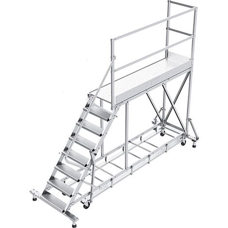 Piattaforma con ruote 8 gradini - Altezza massima di lavoro 3.60m - PTF208D-KRE