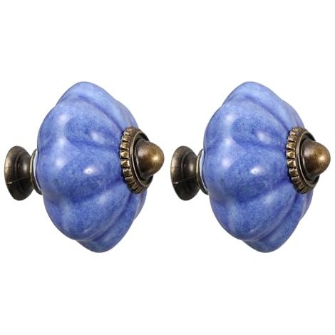 Lot de 2 Boutons de Meuble en Céramique Bleu Style Ethnique pour Portes de Placard et Tiroirs, Installation Pratique, pour Bureau ou Bar (1/5)