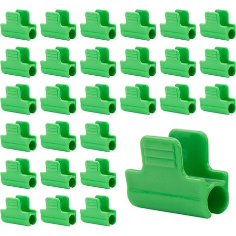 Lot de 100 clips pour tuyau d'ombrage de jardin, pinces vertes, clips pour serre, clips de film en plastique, pour couverture de rangée, filet, tunnels, abris (11 mm) (1/5)