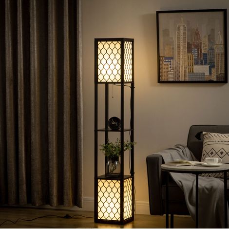 Regal-Stehlampe mit Doppelbeleuchtung, 40 W, E27-Fassung, schwarz OKMYHOME (1/5)