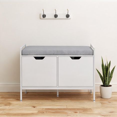 Console blanco en melamina de Madera Poliéster 84 x 35 x 50 cm (1/5)