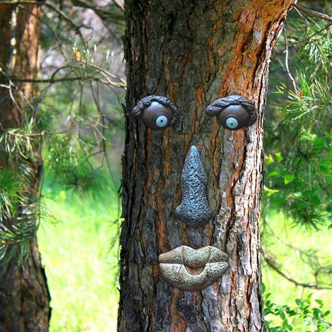 Tree Bark Face – Fun Tree Faces for Outdoors  Easter Decoration Tree Hugger Sculpture Crafts Ornaments for Garden, Yard, Patio (1/4)