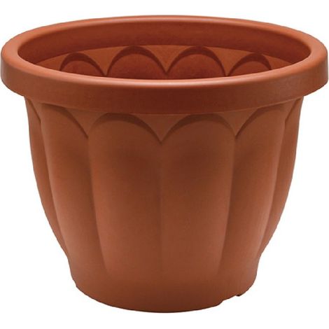Vaso tondo in plastica color terracotta diam 35 cm fiori piante giardino rotondo dorico