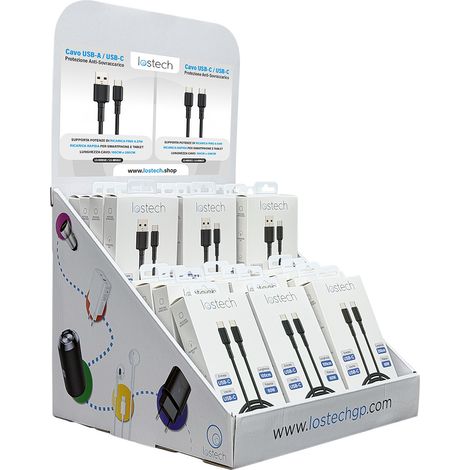 ESPOSITORE DA BANCO PER CAVI USB 48 pz - completo  - LOSTECH