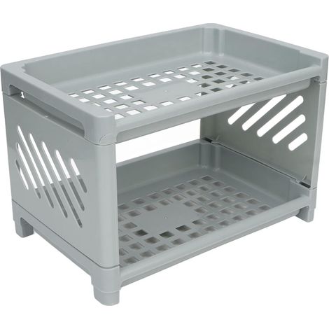 Range de Bureau à 2 Niveaux, Étagères Creuses en PP, Mini Support de (1/5)