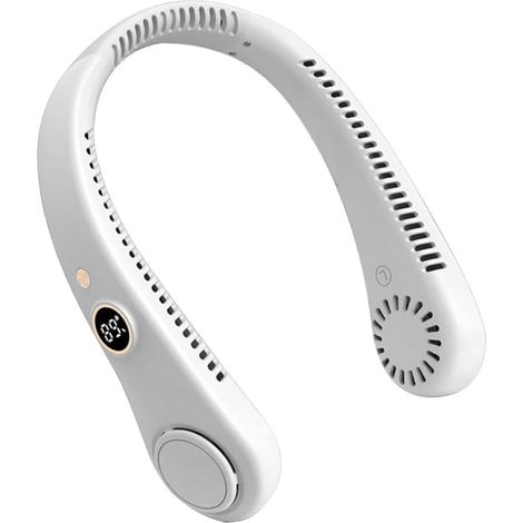 Ventilateur de cou portable rechargeable 4000 mAh, ventilateur sans pales à 5 vitesses, tour de cou doux, refroidissement à 360 °, mini ventilateur pour l'extérieur, les voyages, le bureau, le sport (1/5)