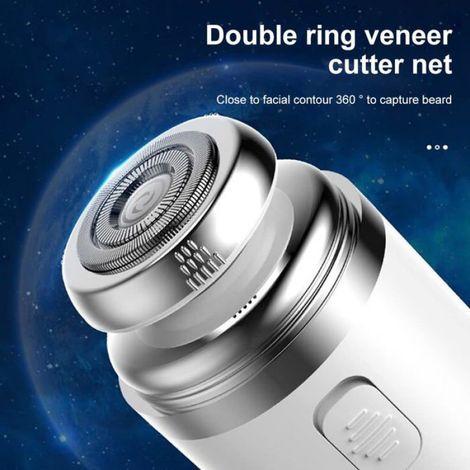 Mini rasoir électrique, rasoir automatique avec tête de coupe-poils de nez, rasoir de voyage lavable rechargeable par USB(blanc)