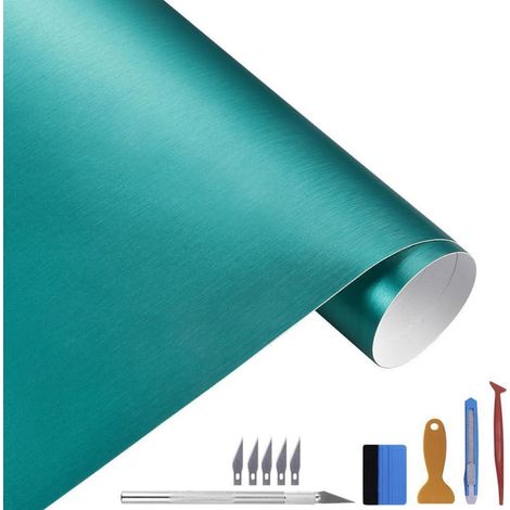 Seeblauer Metallic Vinyl Folie Matt Gebürstet 30x300cm für Auto, Laptop, Möbel (1/5)