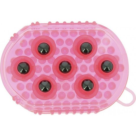 Gant double face étrille et massage rose (1/2)