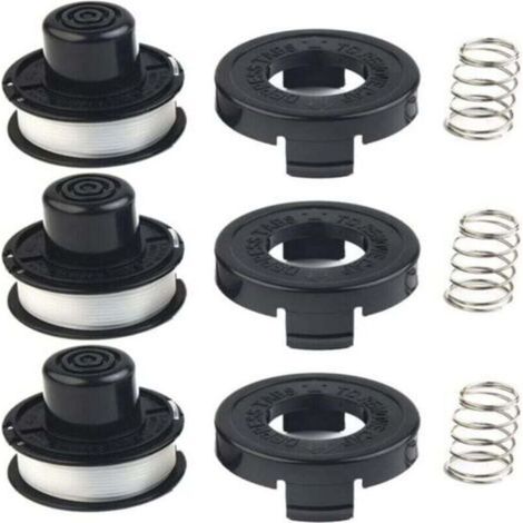 Lot de 3 bobines de fil + couvercle pour débroussailleuse - Modèles A6226, GL250, GL310, GL360 - Rechange facile et rapide. (1/4)