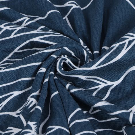 Weicher und dehnbarer Sofabezug mit blauem Blattmuster, waschbar, für ein 2-Sitzer-Sofa. Optimaler Schutz für Ihre Einrichtung. (1/5)