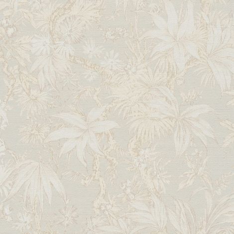 Exclusive luxury wallpaper wall Profhome 790471 hot embossed non-woven wallpaper slightly textured with floral ornaments shimmering cream oyster white grey beige 5,33 m2