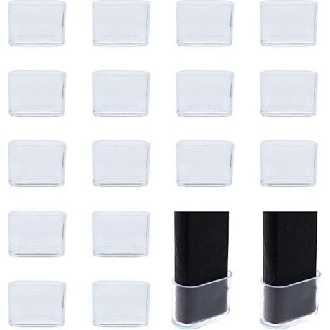Lot de 16 protège-pieds de chaise ovales transparents, pour éviter les rayures et le bruit, pour la maison, la cour, le jardin, le bureau, transparent, 16x34mm