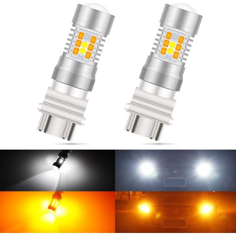 3157 3155 3457 Ampoules LED Switchback Blanc/Jaune Haute Puissance 3030 Jeu de puces extrêmement Lumineux avec projecteur pour Clignotants et Feux diurnes/DRL (Pack de 2)